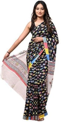 MARWAL HANDICRAFTS Printed Daily Wear Cotton Silk Saree(Black)