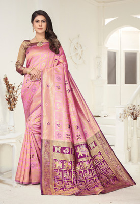 Shopwell Woven Patola Cotton Silk, Jacquard Saree(Multicolor)