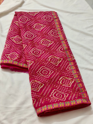 Shikha creation Printed Bandhani Georgette Saree(Pink)