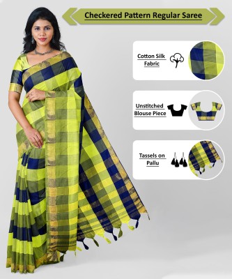 RK FABRICS Printed Bollywood Cotton Silk Saree(Green)