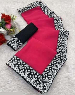 OKTAT Dyed Bollywood Georgette Saree(Pink)