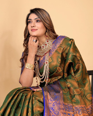 jayant creation Self Design, Woven Daily Wear Silk Blend, Jacquard Saree(Multicolor)