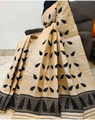 AREEVANZ Self Design Mekhela Chador Cotton Blend Saree(Beige)