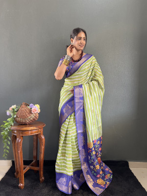 Julee Printed Banarasi Pure Silk Saree(Light Green)