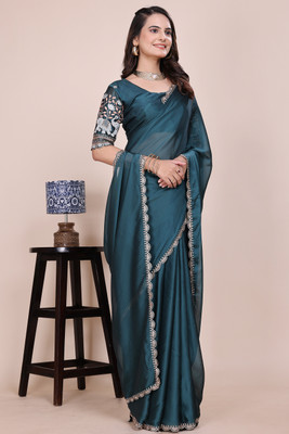 K 5 FASHION Embroidered Bollywood Georgette Saree(Blue)