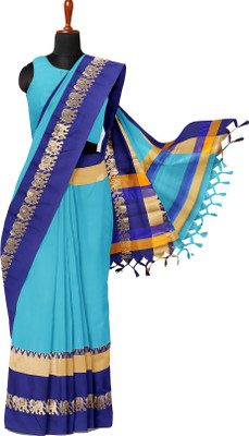 MoonTextile Temple Border Assam Silk Cotton Silk Saree(Yellow)
