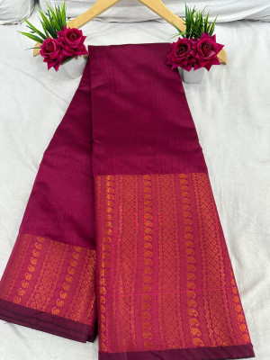 MM VENTURE Woven Dharmavaram Cotton Silk Saree(Beige)