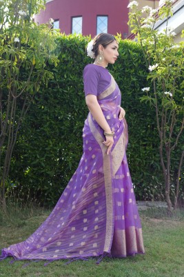 KOTHARI AF Embroidered Bandhani Organza Saree(Purple)