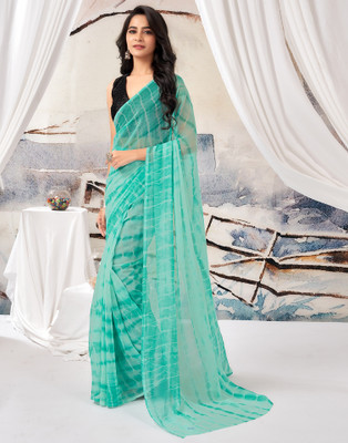 all about you Printed Daily Wear Chiffon Saree(Blue)