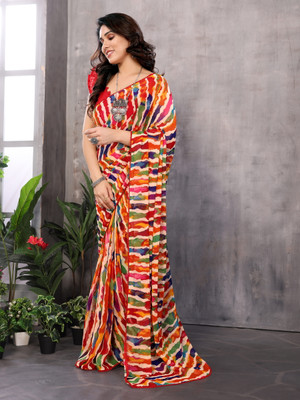 KCF Printed Bollywood Georgette Saree(Multicolor)
