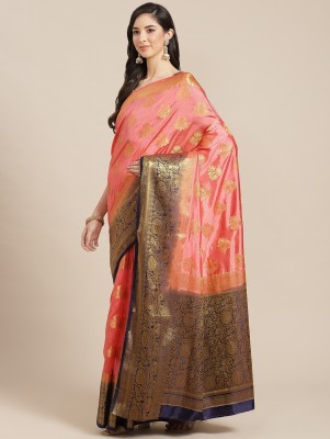 Divastri Self Design, Printed, Woven Banarasi Cotton Silk, Jacquard Saree(Pink)