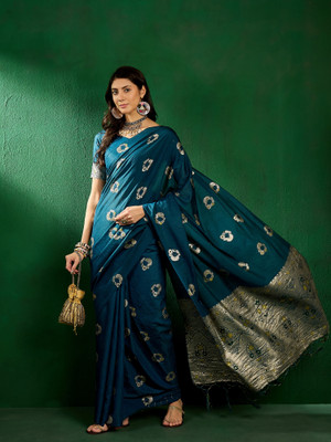 Sangria Woven Banarasi Silk Blend Saree(Blue)
