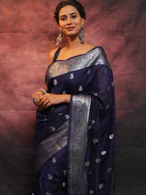 Divastri Woven Kanjivaram Pure Silk, Art Silk Saree(Dark Blue)