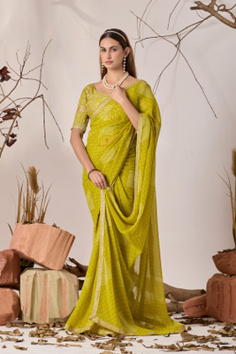 Disha Fashion Printed, Solid/Plain, Self Design Bollywood Georgette Saree(Light Green)