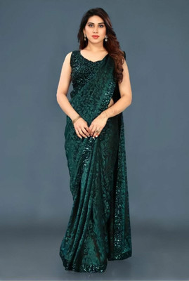 MAHADEVFAB Self Design Daily Wear Art Silk Saree(Dark Green)