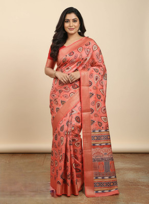 VEEROSA Printed Daily Wear Silk Blend Saree(Pack of 2, Multicolor)