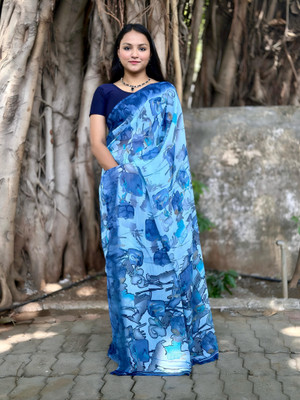 Zoamic Self Design Daily Wear Georgette Saree(Multicolor)