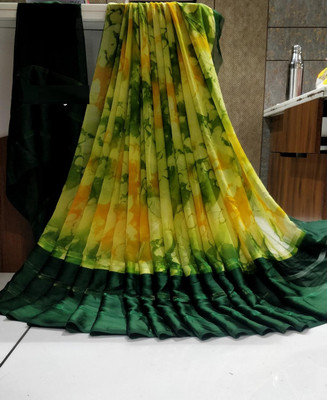 DEVICE OF HOVID FASHION Printed Daily Wear Georgette Saree(Light Green)