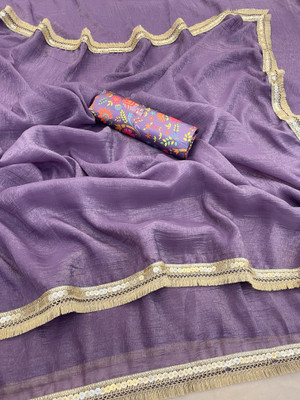 VANISWA Solid/Plain Bollywood Jimmy choo Saree(Purple)