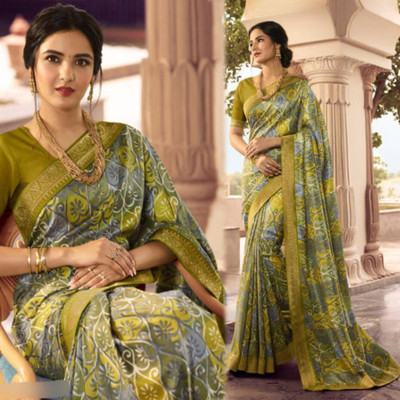 Hensi sarees shop Woven Jamdani Georgette, Art Silk Saree(Yellow)