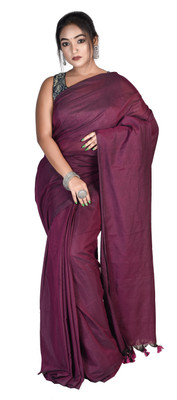 sareegarden Solid/Plain Handloom Pure Cotton Saree(Green)