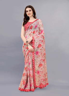 VARNI DESIGNER HUB Floral Print Bollywood Georgette Saree(Pink)