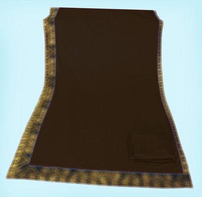 Anugrah Textile Solid/Plain Banarasi Lycra Blend, Chiffon Saree(Brown)