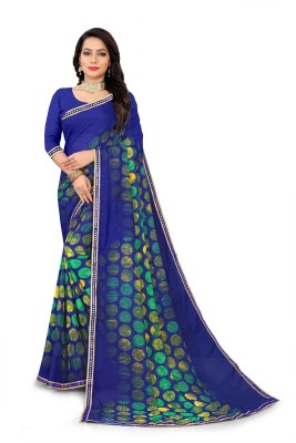 AARTI PRINTS Printed Daily Wear Georgette Saree(Blue)