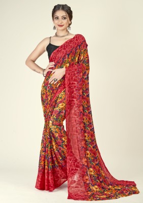 Anand Sarees Floral Print Daily Wear Georgette Saree(Red)