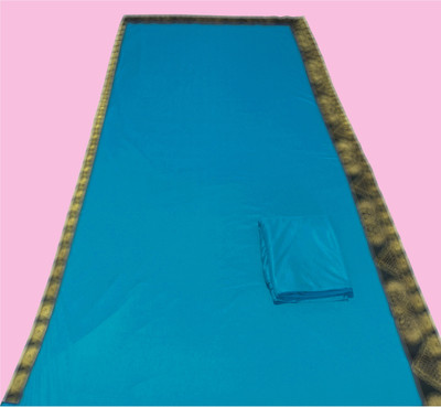 FabDaisy Solid/Plain Banarasi Lycra Blend, Chiffon Saree(Light Blue)