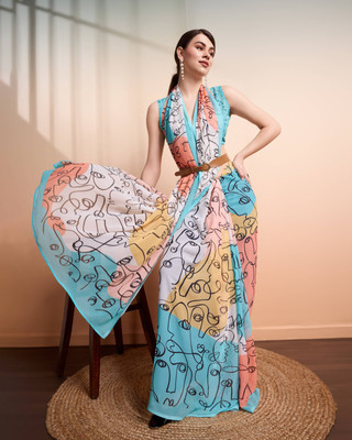 Rachna Digital Print Daily Wear Georgette Saree(Multicolor)