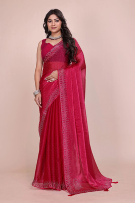 JS Clothing Mart Embellished Bollywood Jimmy choo Saree(Red)
