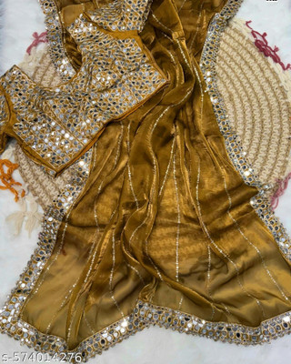 jashvicreation Embroidered, Self Design Bollywood Georgette Saree(Yellow)