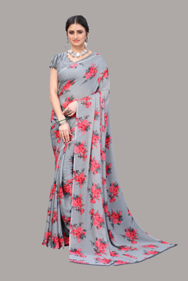 Priyashi Printed Daily Wear Georgette Saree(Grey)