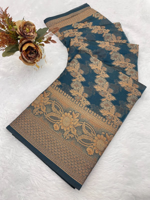 LADY SHOPI Digital Print Daily Wear Organza Saree(Dark Green)