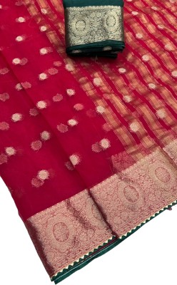 Stylish Sarees Woven Bollywood Art Silk, Organza Saree(Maroon)