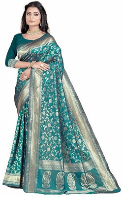 Suali Woven Kanjivaram Pure Silk Saree(Blue)