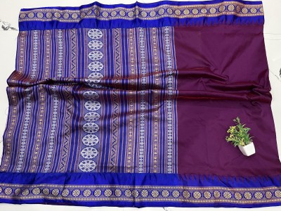 Elegnce Temple Border Sambalpuri Raw Silk Saree(Purple)