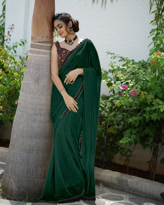 Lakira Solid/Plain Daily Wear Georgette Saree(Yellow)
