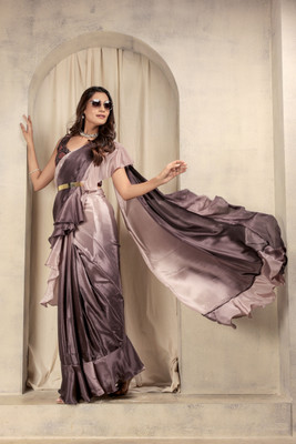 Rachna Printed Bollywood Silk Blend Saree(Purple)