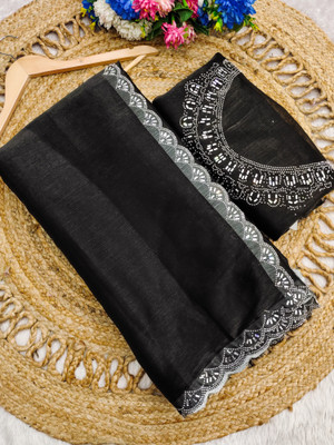 ZOYAL ENTERPRISE Embellished Bollywood Jimmy choo Saree(Black)