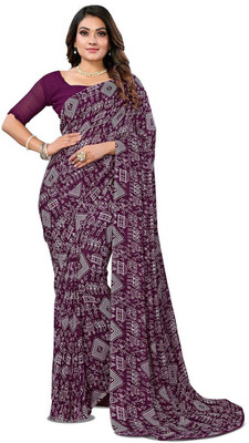 Moda Rapido Printed Daily Wear Georgette Saree(Purple)