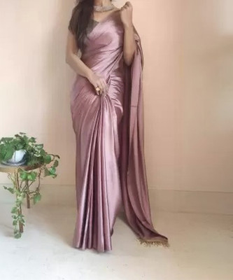 Suntex Solid/Plain Bollywood Satin Saree(Pink)