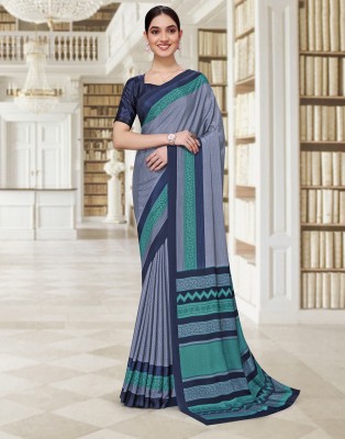 Samah Geometric Print, Printed Bollywood Crepe Saree(Blue, Multicolor)