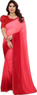Moda Rapido Solid/Plain Daily Wear Georgette Saree(Pink, Red)