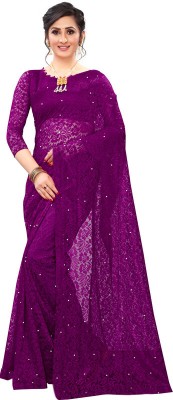 finufashion Self Design Bollywood Net Saree(Purple)