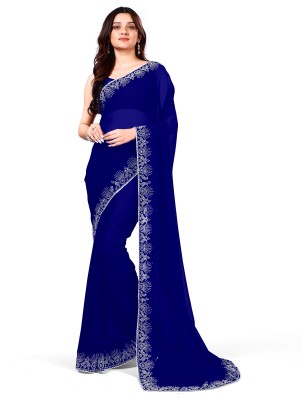 Vivan Fab Embellished Bollywood Georgette Saree(Blue)