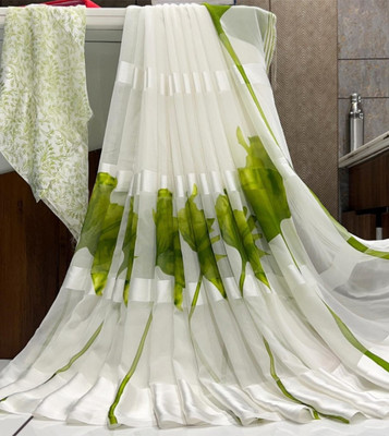 Bombey Velvat Fab Embellished Bandhani Chiffon, Silk Blend Saree(Green)