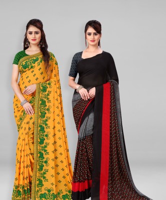 kashvi sarees Printed, Paisley, Floral Print Daily Wear Georgette Saree(Pack of 2, Multicolor)