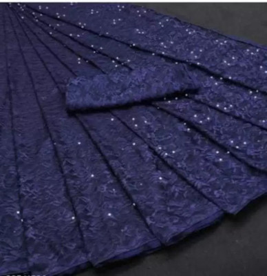 Nilkanthvarni Creation Self Design Bollywood Net Saree(Blue)